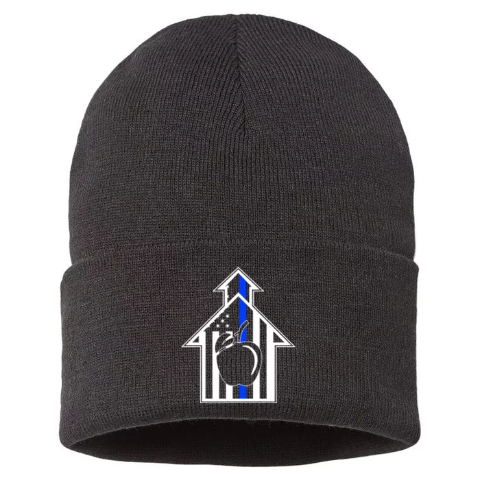 School Police Blue Thin Line Sustainable Knit Beanie