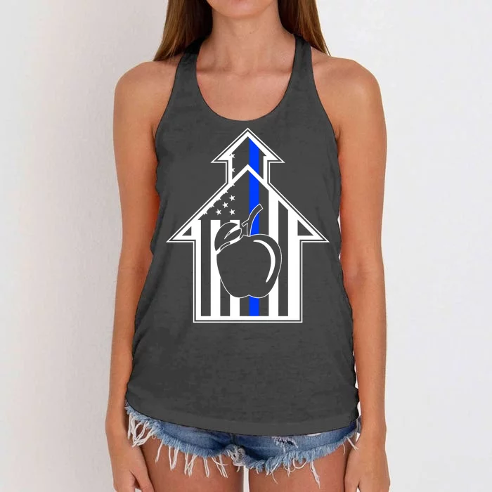 School Police Blue Thin Line Women's Knotted Racerback Tank