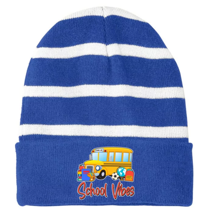 School Vibes Back to School Striped Beanie with Solid Band