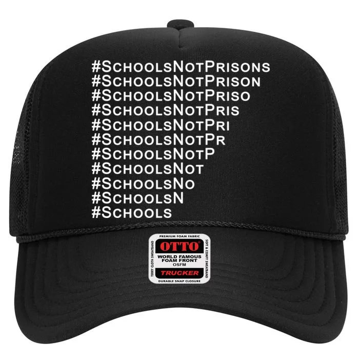 Schools Not Prisons High Crown Mesh Trucker Hat