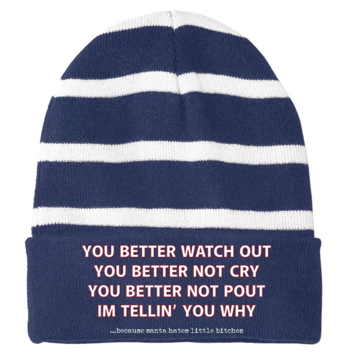 Santa Claus Is Coming To Town Funny Striped Beanie with Solid Band