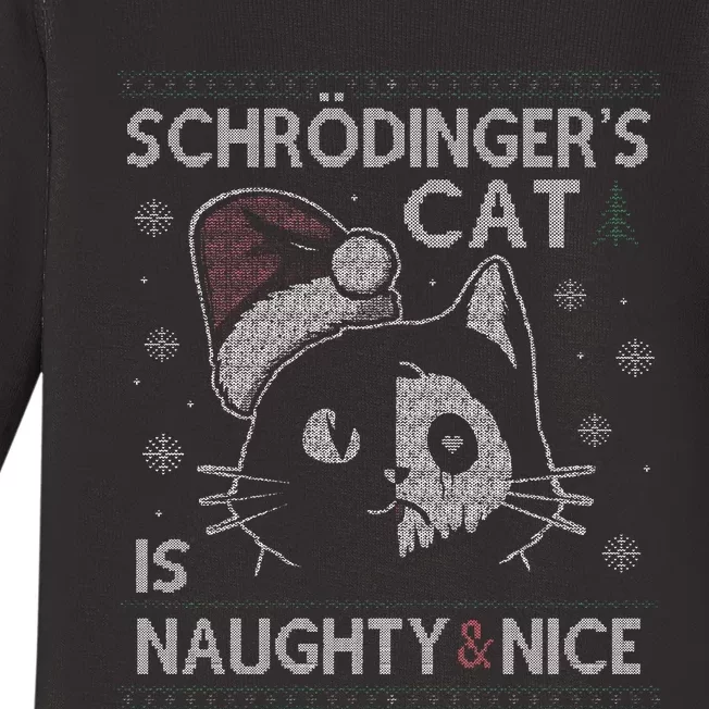 Schrödinger's Cat Is Naughty And Nice Physicist Christmas Baby Long Sleeve Bodysuit