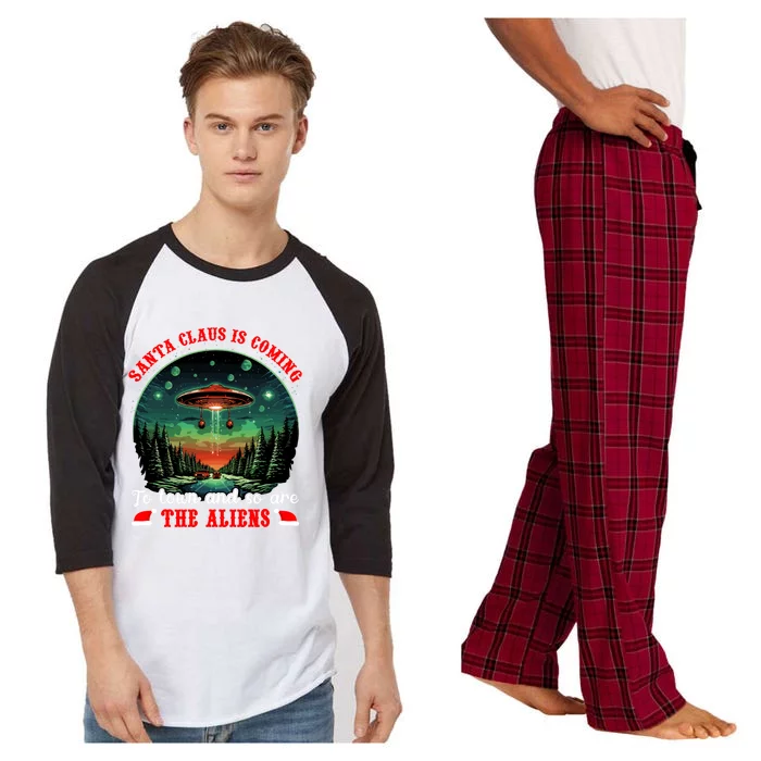 Santa Claus Is Coming To Town And So Are The Aliens Gift Raglan Sleeve Pajama Set