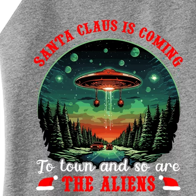 Santa Claus Is Coming To Town And So Are The Aliens Gift Women’s Perfect Tri Rocker Tank