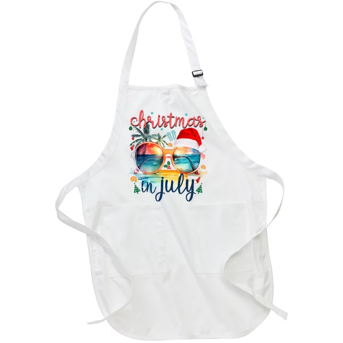 Sunglasses Christmas In July Santa Hat Summer Vacation Cute Full-Length Apron With Pocket