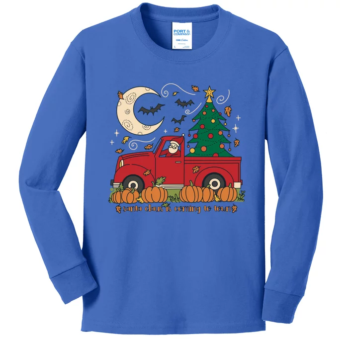 Santa Claus Is Coming To Town Christmas Meaningful Gift Kids Long Sleeve Shirt