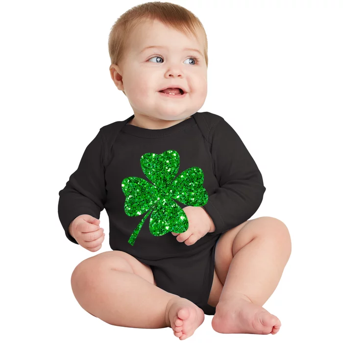 Sparkle Clover Irish Shirt For St Patricks &Amp; Pattys Day Baby Long Sleeve Bodysuit