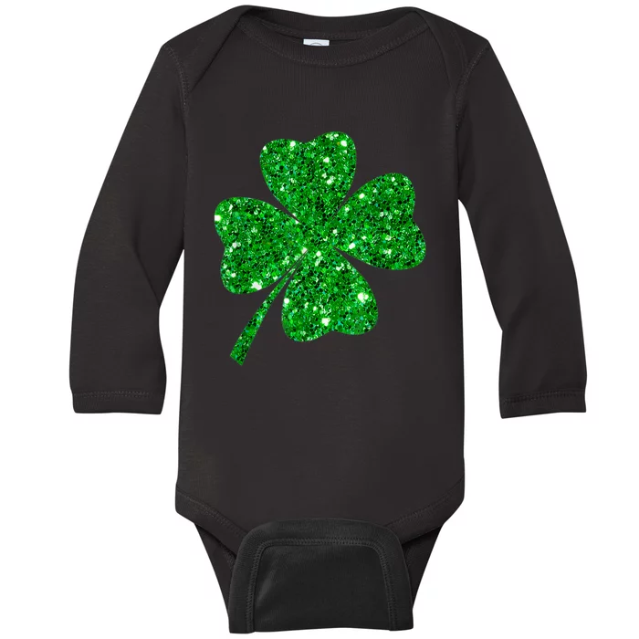 Sparkle Clover Irish Shirt For St Patricks &Amp; Pattys Day Baby Long Sleeve Bodysuit