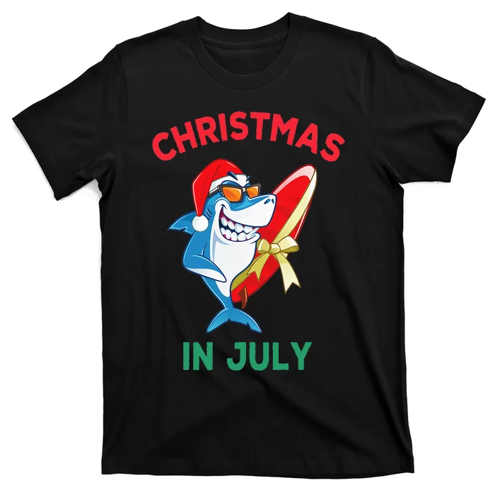 Shark Christmas In July Summer Vacation Beach T-Shirt