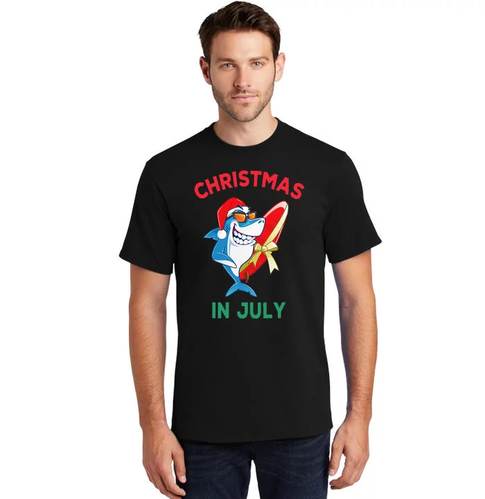 Shark Christmas In July Summer Vacation Beach Tall T-Shirt