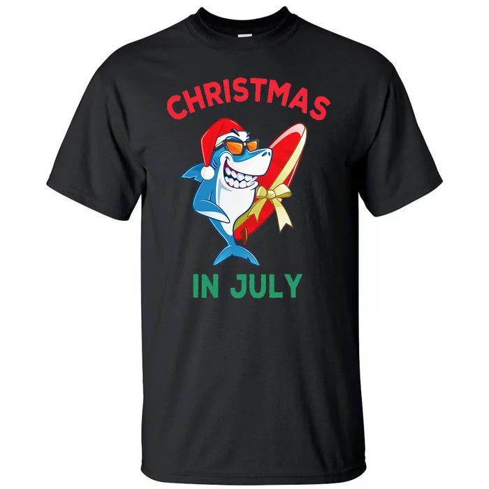 Shark Christmas In July Summer Vacation Beach Tall T-Shirt