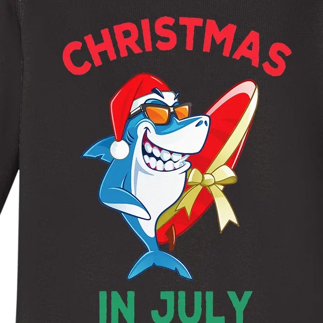 Shark Christmas In July Summer Vacation Beach Baby Long Sleeve Bodysuit