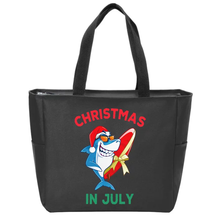 Shark Christmas In July Summer Vacation Beach Zip Tote Bag