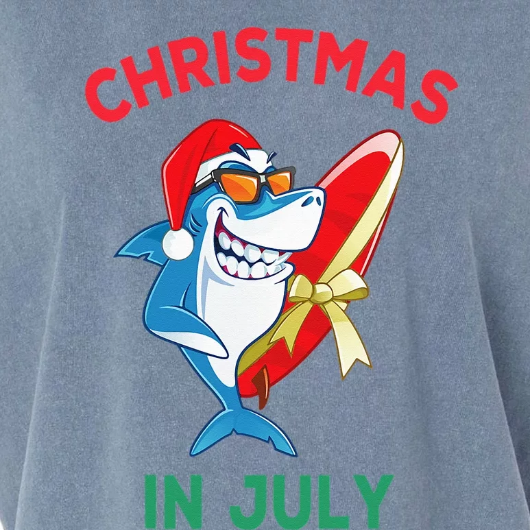 Shark Christmas In July Summer Vacation Beach Garment-Dyed Women's Muscle Tee