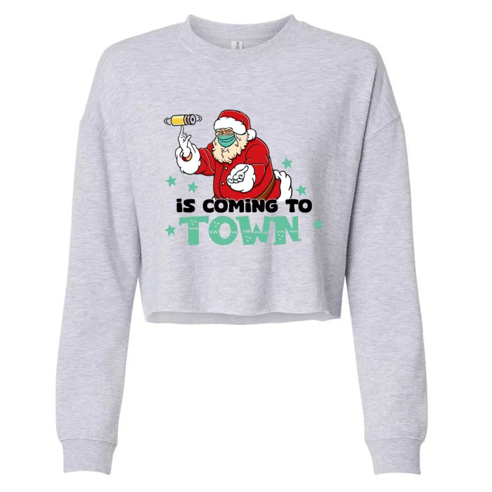 Santa Claus Is Coming To Town Gift Cropped Pullover Crew