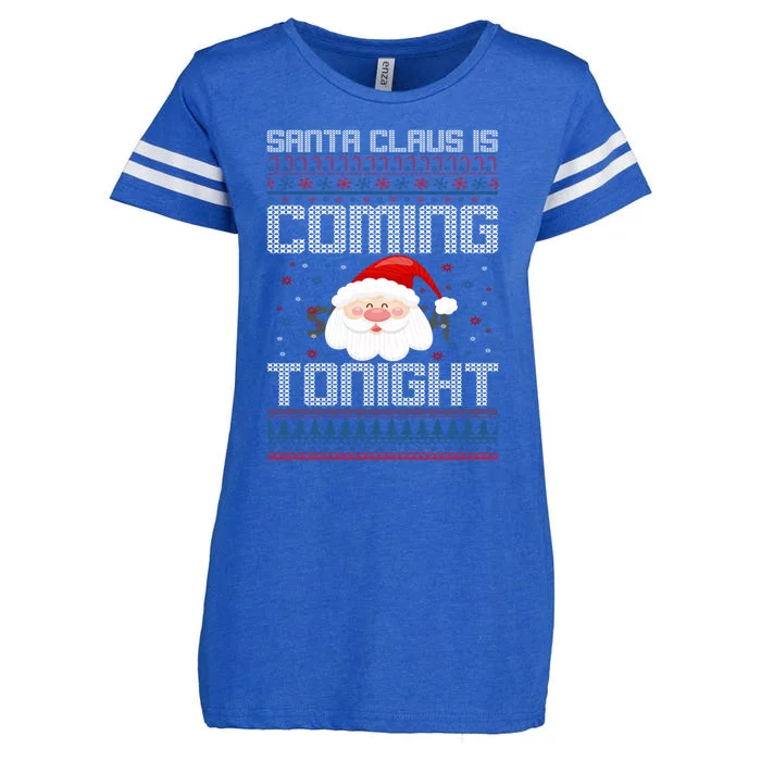 Santa Claus Is Coming Tonight Gift Enza Ladies Jersey Football T-Shirt