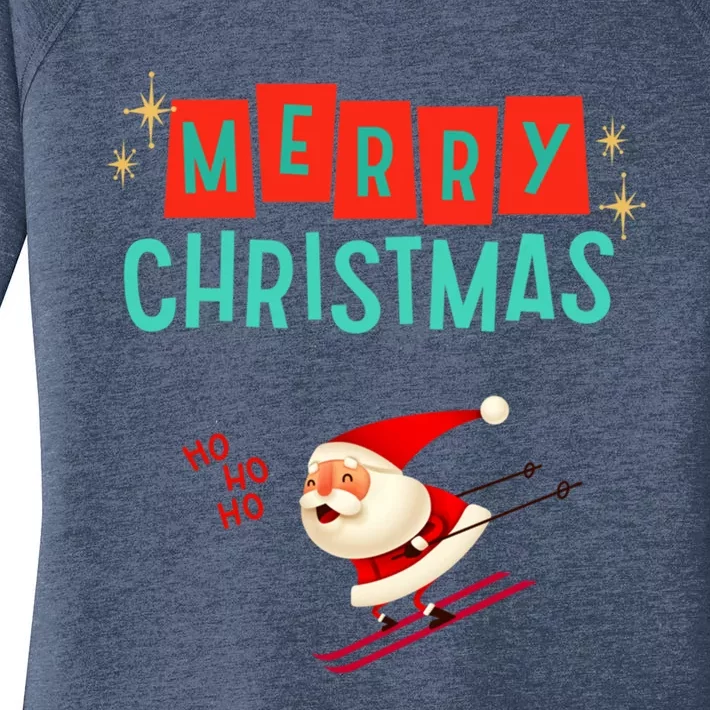 Santa Claus Is Coming Merry Christmas Cute Gift Women's Perfect Tri Tunic Long Sleeve Shirt