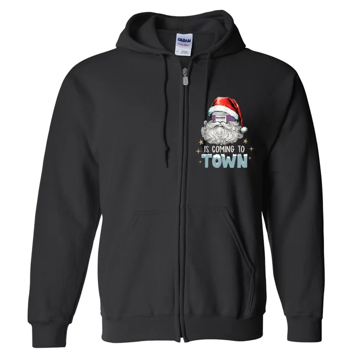 Sani Cloth Is Coming To Town Ugly Christmas Nurse Rn Aid Full Zip Hoodie