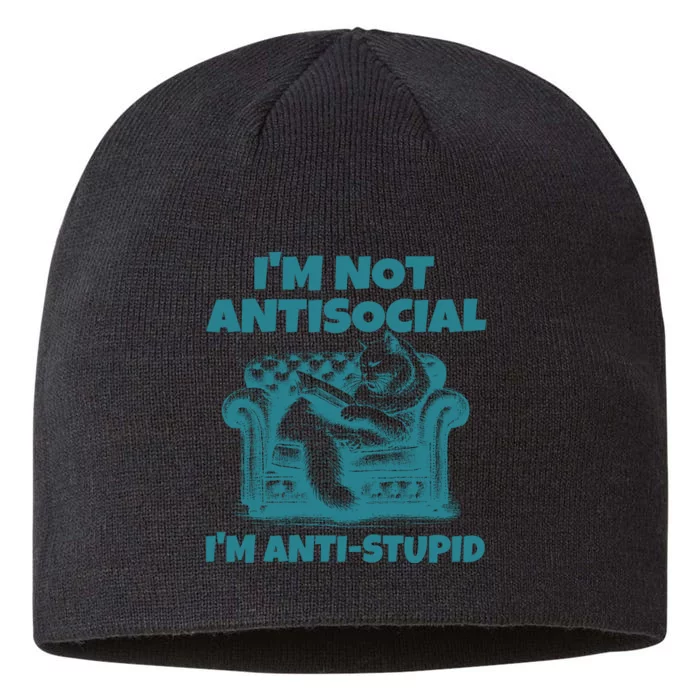 Sarcastic Cat Im Not Anti Social Im Anti Stupid 8 1/2in Sustainable Knit Beanie