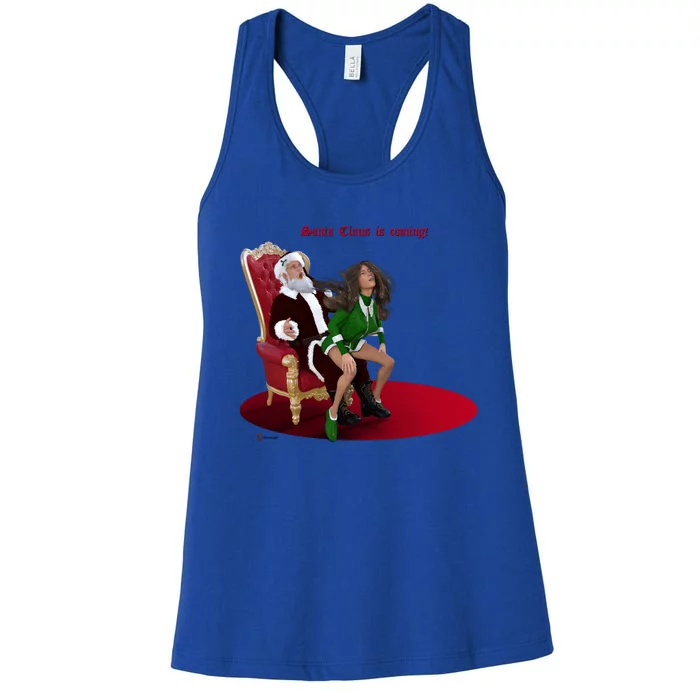 Santa Claus Is Coming! Gift Women's Racerback Tank