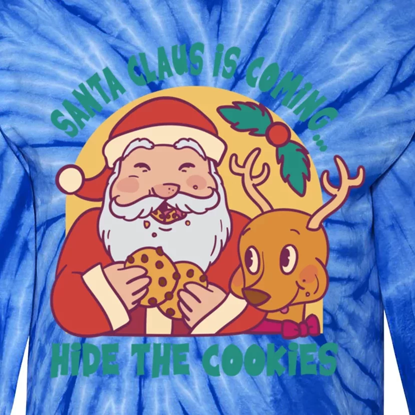 Santa Claus Is Coming Hide The Cookies Christmas Gift Tie-Dye Long Sleeve Shirt