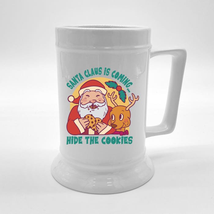 Santa Claus Is Coming Hide The Cookies Christmas Gift Front & Back Beer Stein