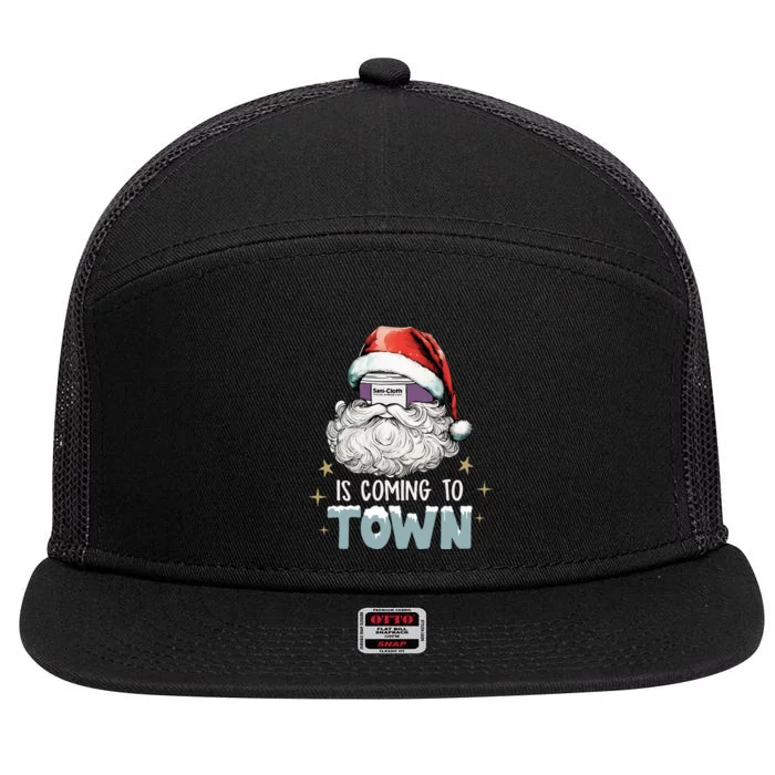 Sani Cloth Is Coming To Town Ugly Christmas Nurse Rn Aid 7 Panel Mesh Trucker Snapback Hat