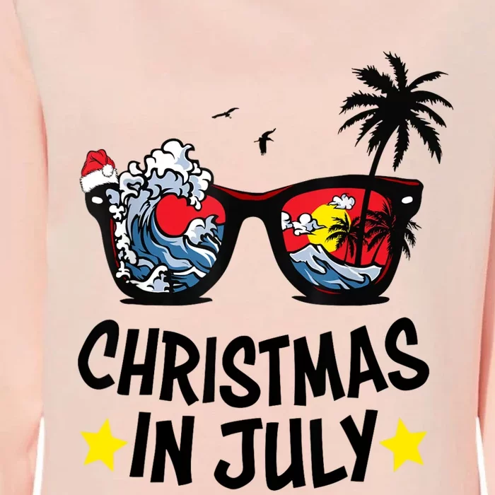 Sunglasses Christmas In July Santa Hat Summer Vacation Cute Womens California Wash Sweatshirt