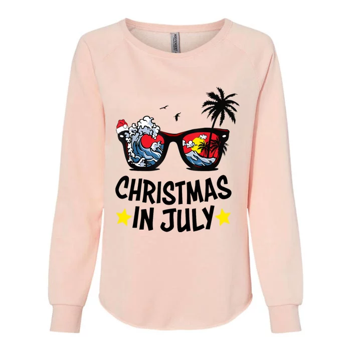 Sunglasses Christmas In July Santa Hat Summer Vacation Cute Womens California Wash Sweatshirt