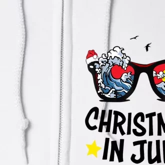 Sunglasses Christmas In July Santa Hat Summer Vacation Cute Full Zip Hoodie