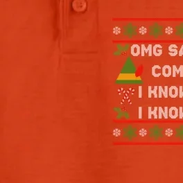 SantaS Coming! I Know Him! Ugly Christmas Sweater Funny Elf Gift Dry Zone Grid Performance Polo