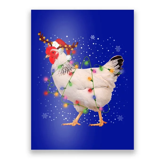 Santa Chicken In Christmas Light Funny Xmas Chicken Lover Gift Poster