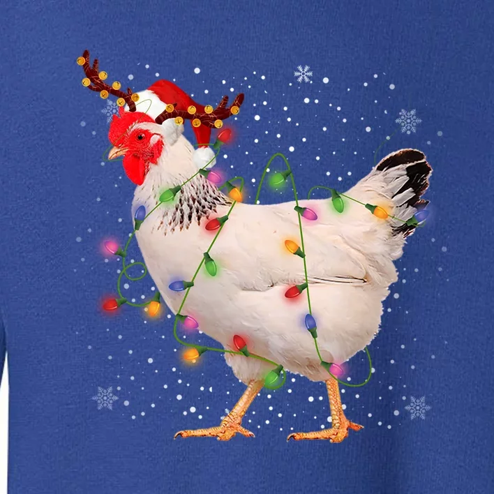 Santa Chicken In Christmas Light Funny Xmas Chicken Lover Gift Toddler Sweatshirt