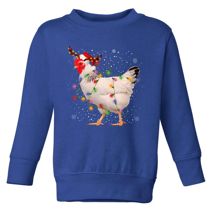 Santa Chicken In Christmas Light Funny Xmas Chicken Lover Gift Toddler Sweatshirt