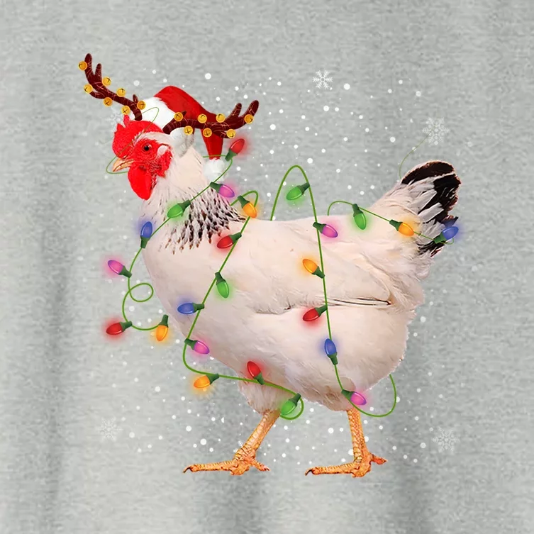 Santa Chicken In Christmas Light Funny Xmas Chicken Lover Gift Women's Crop Top Tee