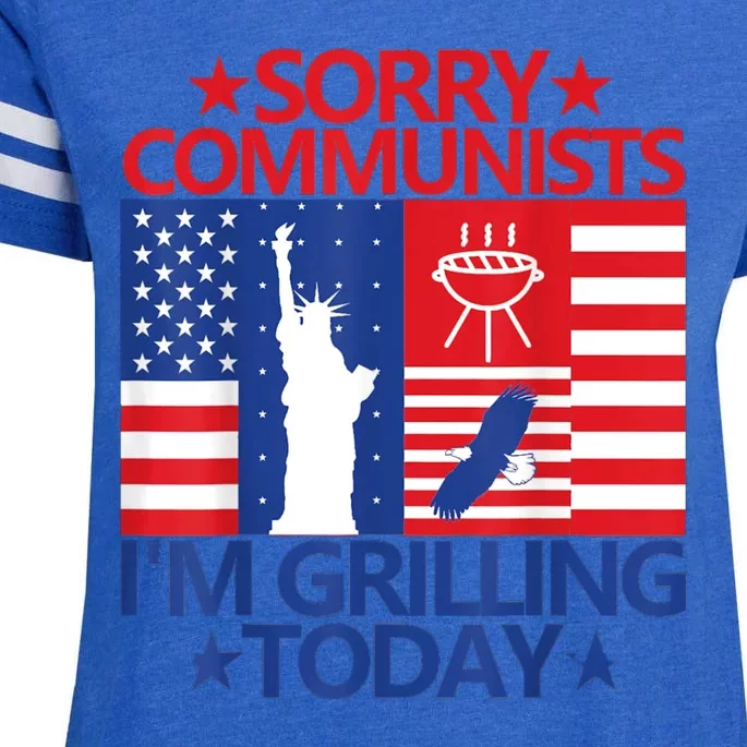 Sorry Communists Im Grilling Today Funny 4th Of July Bbq Enza Ladies Jersey Football T-Shirt