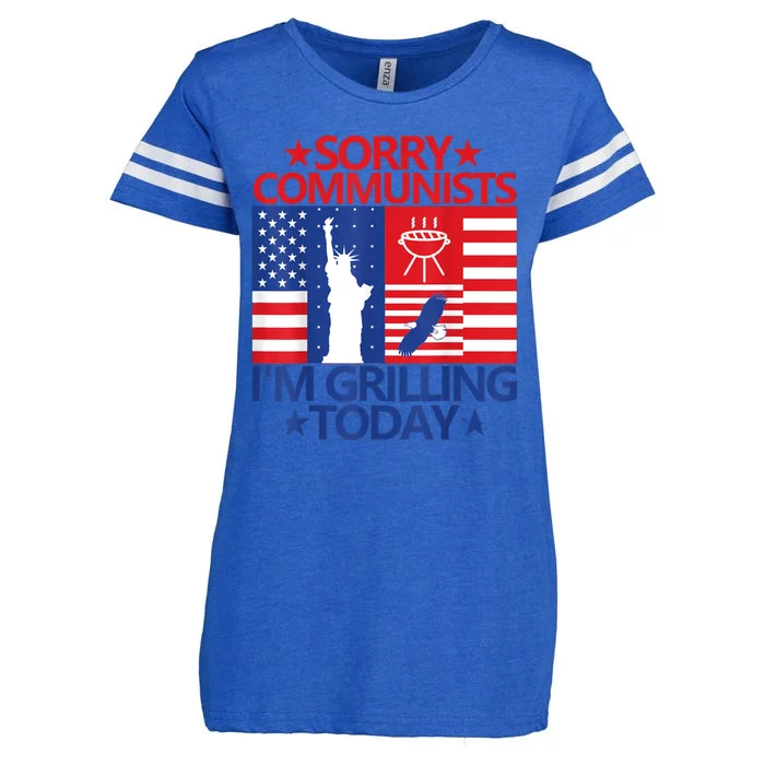 Sorry Communists Im Grilling Today Funny 4th Of July Bbq Enza Ladies Jersey Football T-Shirt