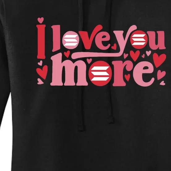 Solana Crypto I Love You More Cryptocurrency Pink Heart Premium Women's Pullover Hoodie