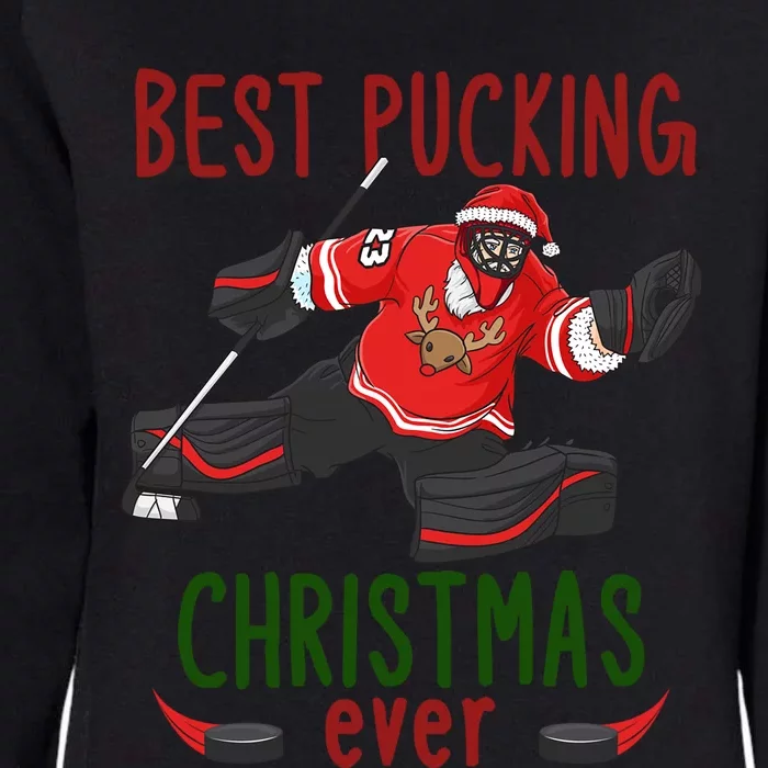 Santa Claus Ice Hockey Goalie Best Pucking Christmas Cool Gift Womens California Wash Sweatshirt