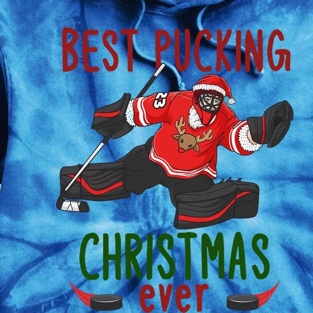 Santa Claus Ice Hockey Goalie Best Pucking Christmas Cool Gift Tie Dye Hoodie