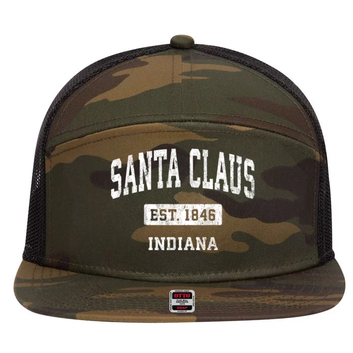 Santa Claus Indiana In Vintage Sports Established 7 Panel Mesh Trucker Snapback Hat