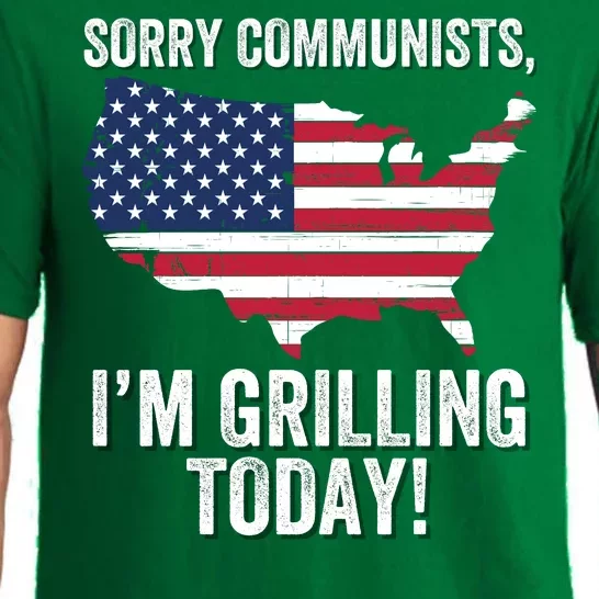 Sorry Communists IM Grilling Today Funny Patriotic Barbecue American Usa Flag Pajama Set