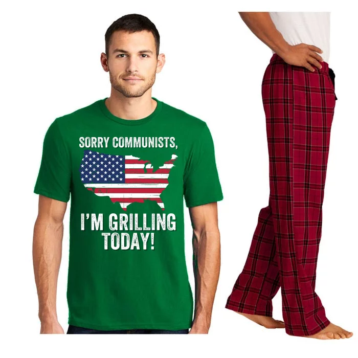 Sorry Communists IM Grilling Today Funny Patriotic Barbecue American Usa Flag Pajama Set