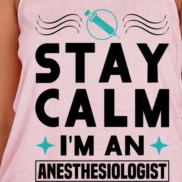 Stay Calm Im An Anesthesiologist Surgeon Hospital Medicine Cool Gift Women's Knotted Racerback Tank