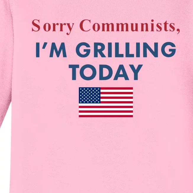 Sorry Communists Im Grilling Today Usa Flag Baby Long Sleeve Bodysuit