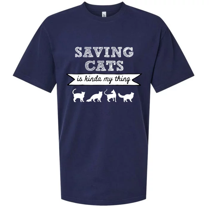 Saving Cats Is Kinda My Thing Cat Love Cat Rescue Cat Mom Gift Sueded Cloud Jersey T-Shirt