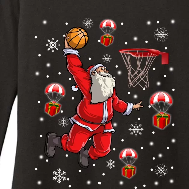 Santa Claus Is Playing Basketball Christmas Gift Womens CVC Long Sleeve Shirt