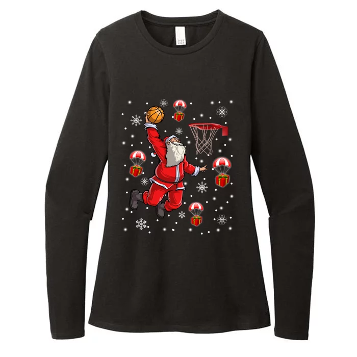 Santa Claus Is Playing Basketball Christmas Gift Womens CVC Long Sleeve Shirt