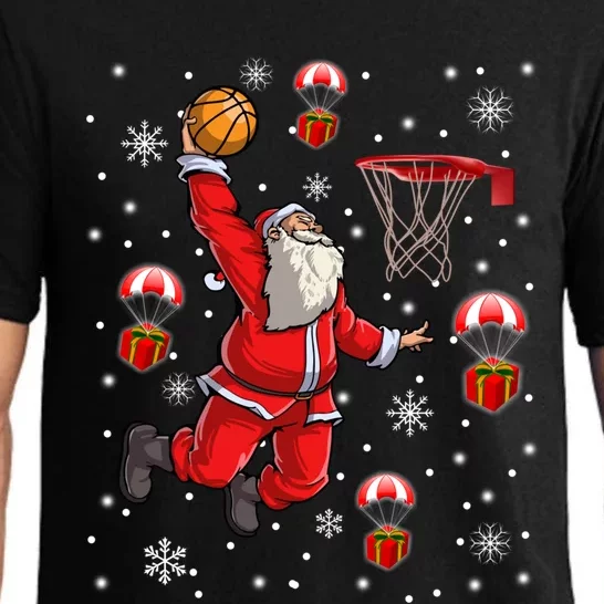 Santa Claus Is Playing Basketball Christmas Gift Pajama Set