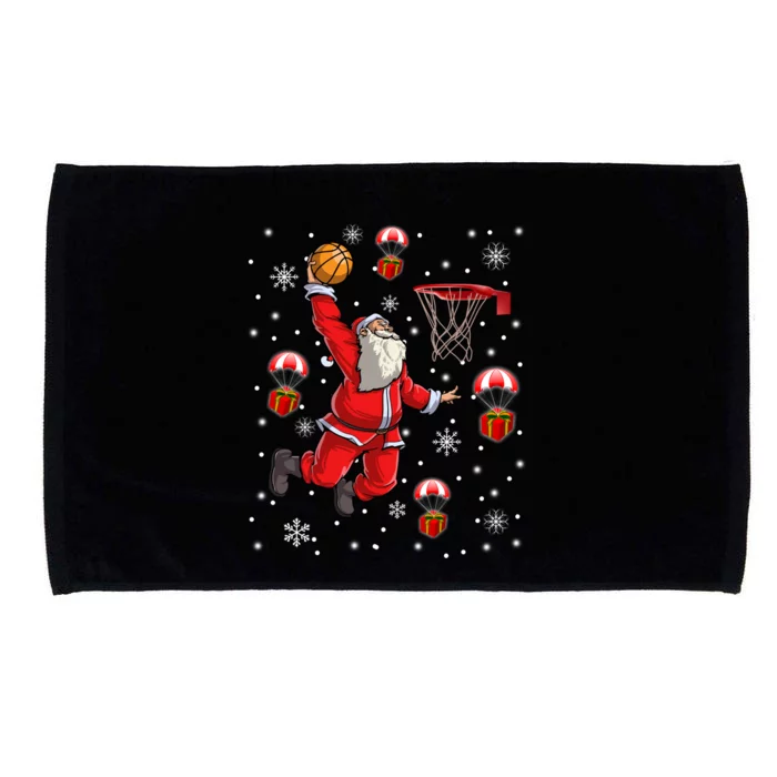 Santa Claus Is Playing Basketball Christmas Gift Microfiber Hand Towel